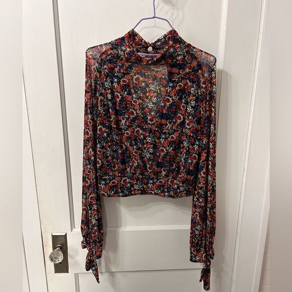 Free People Vibrant Floral High Neck Blouse - Picture 2 of 10